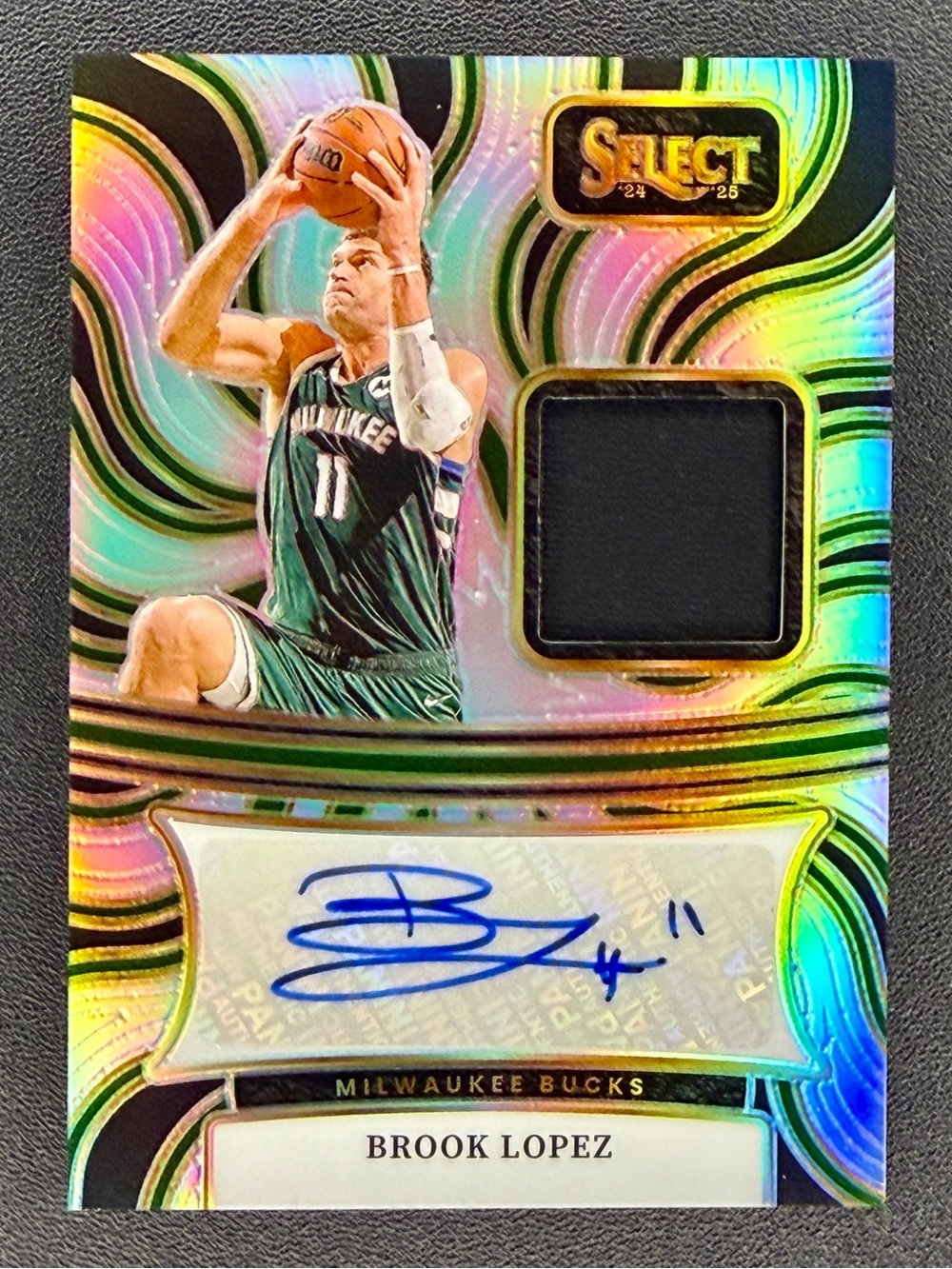Brook Lopez 2024-25 Panini Select Game Worn Patch Jersey Silver Prizm Auto /199